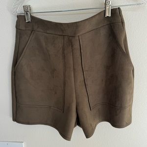 Zara green faux-suede high waisted shorts. Size medium.